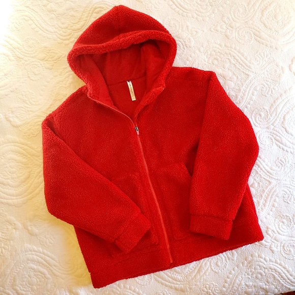 Fabletics Jackets & Blazers - Fabletics Red Lotta Cocoon Zip Jacket - Size L